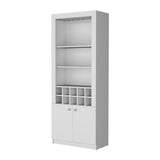 White Bar Cabinet with Wine Storage and Three Shelves B062P193658
