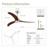 (Same SKU W1592P176970) 52" Solid Wood Blades Ceiling Fan With Light with Remote Control, Noiseless W1592P268340