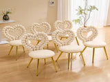 Set of 2 Unique Heart Bubble Tufted Accent Chair, Plush Velvet Chair with Shiny Gold Metal Frame, W3875P446139