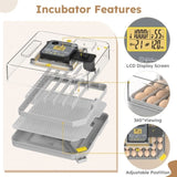 48 Egg Incubator for Hatching Chicken, Duck, Quail & Parrot Eggs Automatic Egg Turning, Humidity W2700P326296