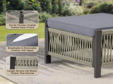 Outdoor PE Wicker Ottomans Set of 2, Patio Rattan Footrests with Gray Cushion for Backyard or Deck T3773P419406