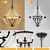 5-Light White Wood Chandeliers W2738P242329