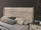 Imerland Contemporary White Wash Finish Bedroom Set with King Sleigh Bed, Dresser, Mirror, Two T2574P201817