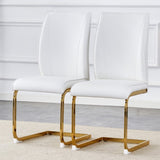 Luxury Simple Arch Chair - Set of 2 WHITE PU Material High Resilience Dining Chair with Arched Metal W1151P154875