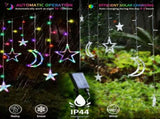 Multi colored moon and star curtain lights with 148 LED solar curtain lights 40090689