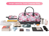 Canvas Weekender Bag, Overnight Travel Carry On Duffel with Shoe Pouch and Toiletry Bag-Flower 72945047