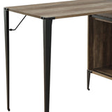 Rustic Oak Writing Desk with Sliding Barn Door B062P209220