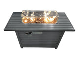 11'' H x 42'' L Steel Propane Outdoor Fire Pit Table with Lid B120P147937
