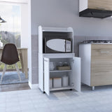 Kira Kitchen Kart, Double Door Cabinet, One Open Shelf, Two Interior Shelves -White B20091922