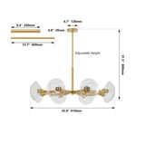Modern Gold 8-Light Sputnik Chandelier with Clear Glass Shades, Mid-Century Hanging Pendant Light W1340P233173
