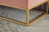 58.6" Bed Bench Metal Base with Storage Pink Velvet W1097119562