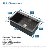 Stainless Steel Kitchen Sink, 32x19 Single Bowl, Overmount Handmade Sink in Black, with US 47918977