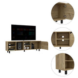 Valdivia Tv Stand for TVs up 70", Four Open Shelves, Five Legs -Light Oak B07092114