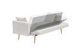 71.7 - inch Beige Teddy Fleece Sofa Bed, accompanied by two luxurious throw pillows for enhanced W3356P298490