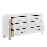 ZNTS Modern White Finish 1pc Dresser of 6x Drawers Black Hardware Wooden Bedroom Furniture B011P146408