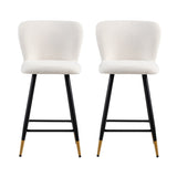 25.79'' modern style barstool, with white seats, black metal legs, and gold - tipped ends,suitable N780P228983W