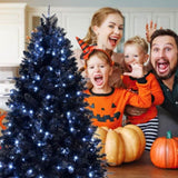 Artificial 7ft Black LED-lit Christmas Tree with 1916PE/PVC Mixed Branch Tips,Hinged Premium & 81307615