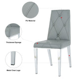 Modern simple light luxury dining chair Grey chair Home bedroom stool back PU electroplated chair W210122522