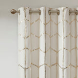 Total Blackout Metallic Print Grommet Top Curtain Panel Pair B035129662