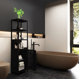 BLACK Storage Tall Slim with Shutter Door and 3 Tier Shelves, Freestanding Linen Tower W2207P272658