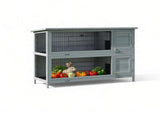 54" 2-Story Large Rabbit Hutch, Bunny Cage, Wooden Pet House, Small Animal Habitat, Gray with 46441239