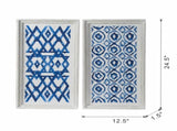 Set of 2 Blue and White Hanging Sculptures, Modern Wall Art Decor, 12.5" x 24.5" W2078130292