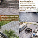 30 PCS Interlocking Deck Tiles Checker Pattern, 12" x 12" Square Light Gray Acacia Hardwood Outdoor W2391P160134