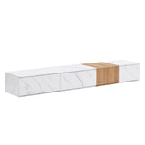 ON-TREND TV Stand with Faux Marble and Walnut Wood Grain Finish for TVs up to 88'', Modern WF320812AAK
