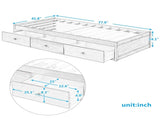 Twin Size Platform Storage Bed with 3 Drawers,White WF193634AAK