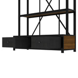 3-Shelf Metal with Drawers for Home Office, Open, Vintage Industrial Style W1580P251086