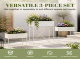 3Pack PreAssembled Beige Metal Elevated Planter Stand with NonWoven Liner, UVResistant W2796P516633