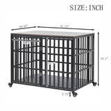 ZNTS 42" Heavy Duty Dog Crate for Large Medium Dogs, Furniture Style cage with 4 Lockable Wheels and 2 W206P146720