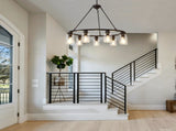34.25'' Modern 9-Light Black Wagon Wheel Chandelier With Light For Living Dining W5008P468519