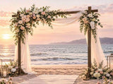 Wooden Wedding Arch 7.8ft Dark Brown, Double Flat Top Classic Style Ceremony Backdrop, Indoor & 61134586
