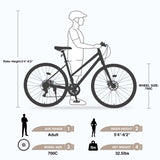 7 Speed Hybrid bike Disc Brake 700C Road Bike For men women's City Bicycle W1019127660