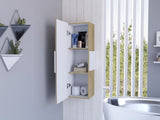 Vanguard Medicine Cabinet, Three Shelves, Single Door Cabinet -White / Light Oak B20092115
