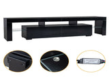 70.8 Inch Black TV Stand with RGB 16-Color LED Lights and USB Port - 2 Drawers Media Console, UV 02338459