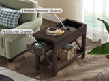2-Drawer End Table, Flip Top Narrow End Table with Drawer, Accent Side Table Nightstand for T3771P356737