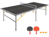 6ft Black Mid-Size Table Tennis Table Foldable & Portable Ping Pong Table Set for Indoor & Outdoor 19340841