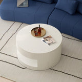 ZNTS 31.5'' Round Coffee Table,Modern Center Table with Storage,Vertical Stripe Design Coffee Table for W757P206006