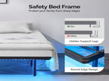 Black Queen Size Floating Platform Metal Bed Frame - 14 Inch Height, Built-in LED Strip Light & 74755139