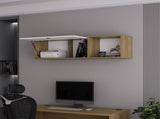 Roslyn Wall-Mounted Cabinet with Lift-Up Door, Open Compartments, Natural Oak and White B128P287526