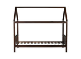 Twin House Bed with Headboard and Footboard, Twin Rubber Wood Bed with House Frame,Esspresso W504P225958