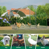 ZNTS Large Chicken Coop Metal Chicken Run with Waterproof and Anti-UV Cover, Dome Shaped Walk-in Fence W2505P171905