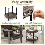 2-Tier Rattan Cat Bed , Gray 59665723