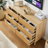 Bedroom Dresser, 6 Double Dressers with Wavy Drawers, Wooden Chest of Drawers for Children's Room, W1162P190403
