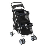 ZNTS Pet Stroller for 2 Dogs and Cats, Double 4 Wheel Cat Pet Carriers Bag Jogger for Small Medium Pets, 11499507