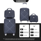 ZNTS 2Piece Luggage Sets ABS Lightweight Suitcase , Spinner Wheels, BLACK W284P149261