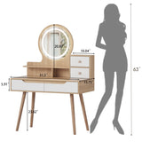 ZNTS Makeup Vanity Desk 3 Adjustable Lighted Mirror solid wood table feet , Dressing Table Set 08035999