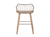 Fixed-Height Barstool in Whitewashed Wood and Antique Copper Metal with Square Antique Copper Metal B202P471174